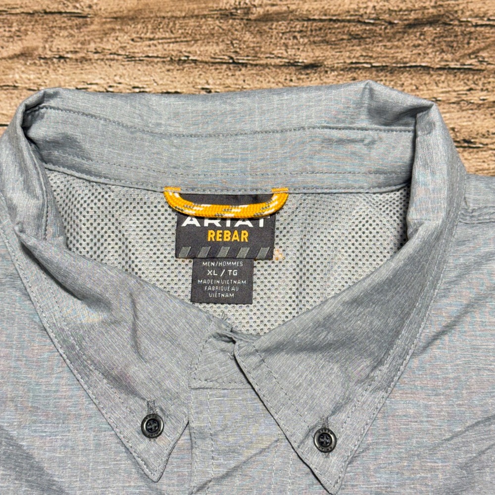 Ariat Work Shirt Mens XL Charcoal Gray Rebar VentTEK DuraStretch SS 10031024 NWT - Picture 3 of 10